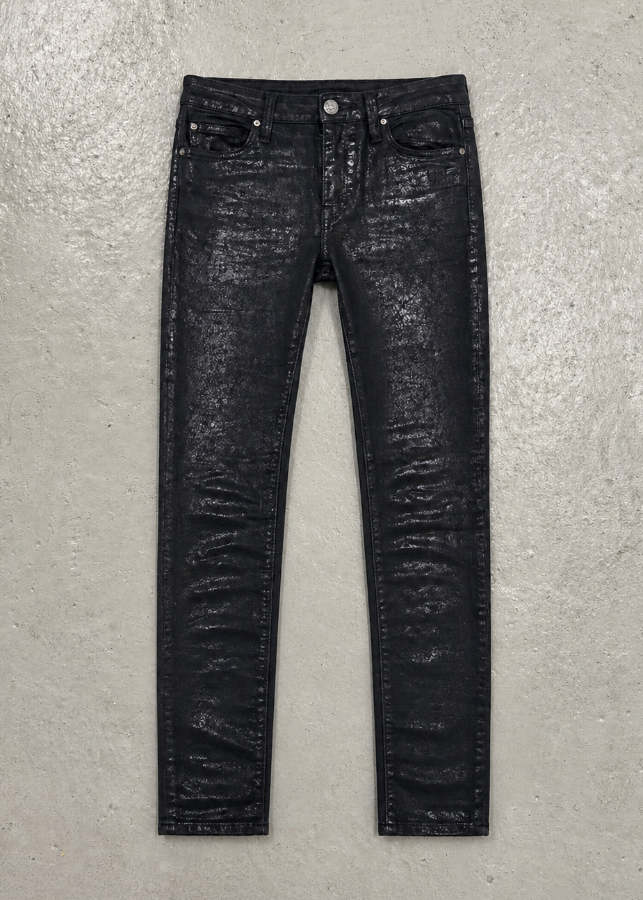 Pantalon Slim noir texturé