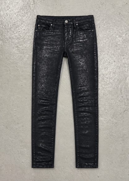 Pantalon Slim noir texturé