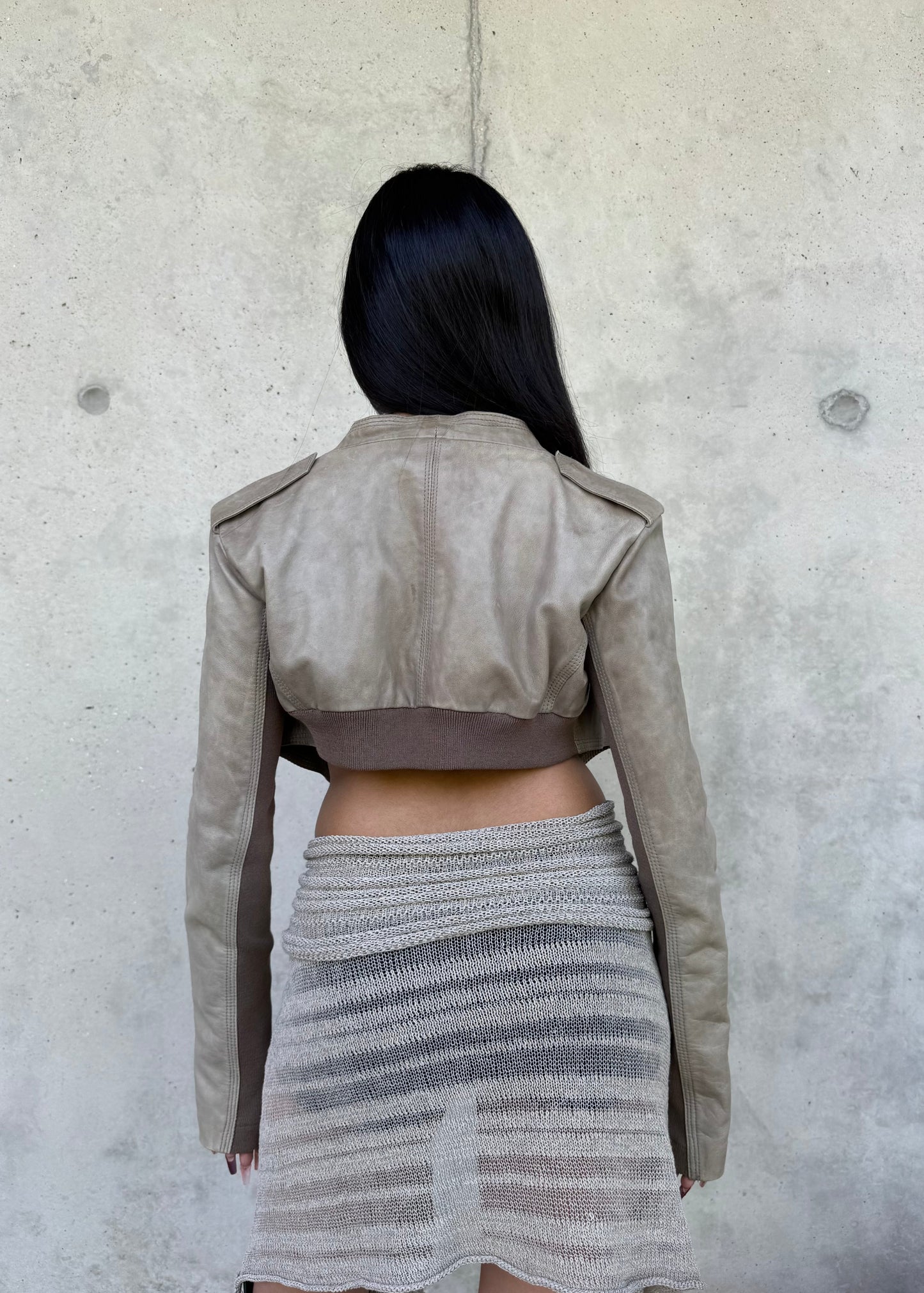 Veste cropped cuir