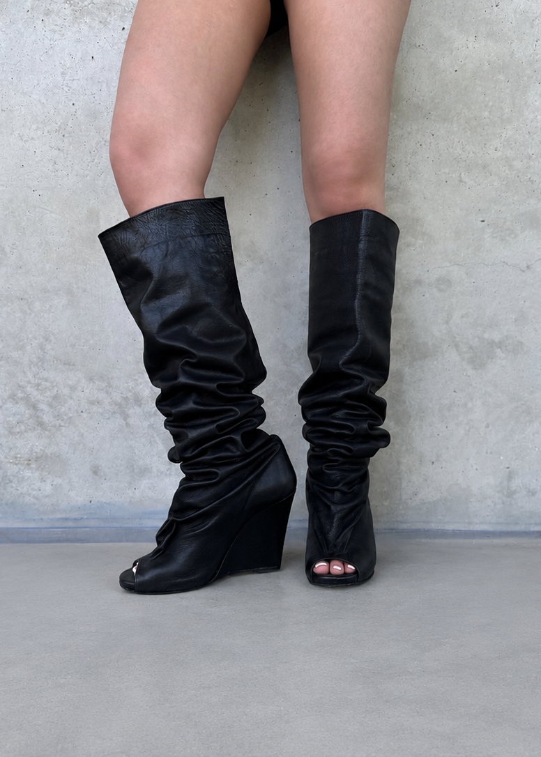 Cuissardes noires en cuir