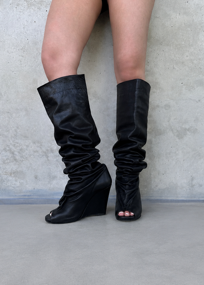 Cuissardes noires en cuir