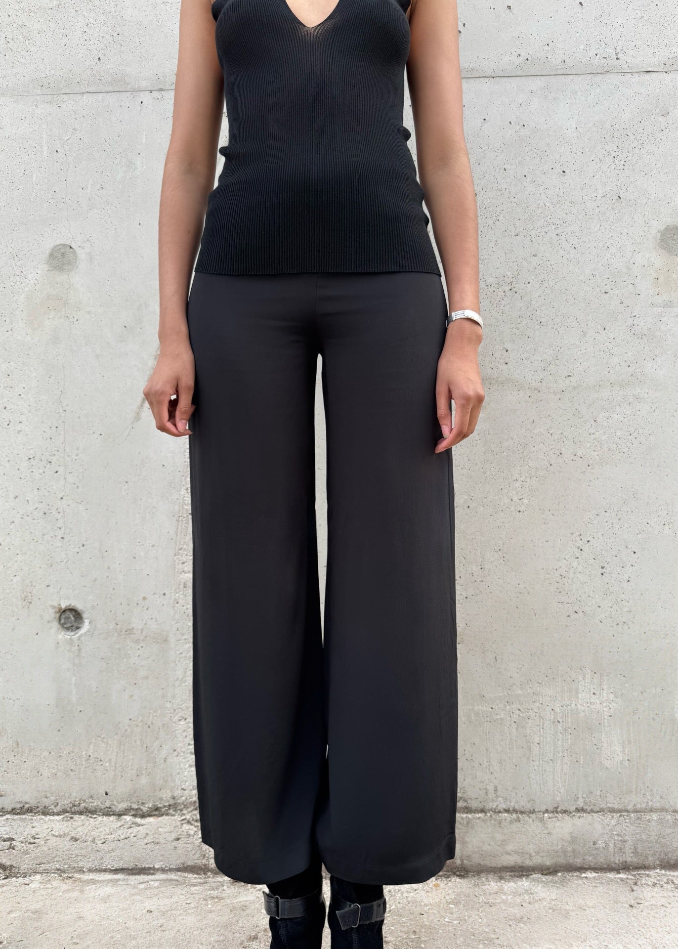 Pantalon large fluide noir