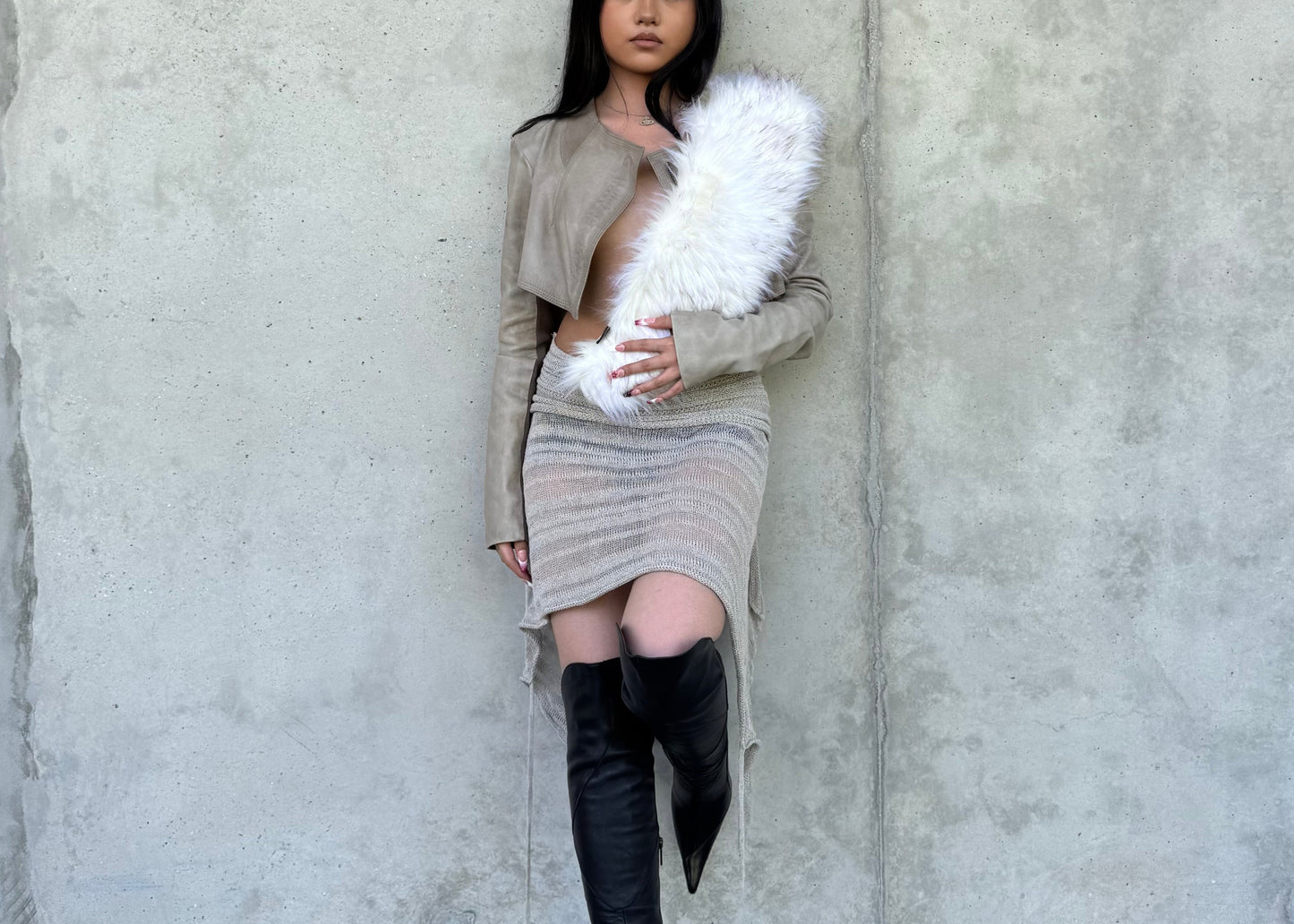 Veste cropped cuir