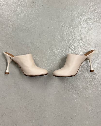 Mules à talon écru