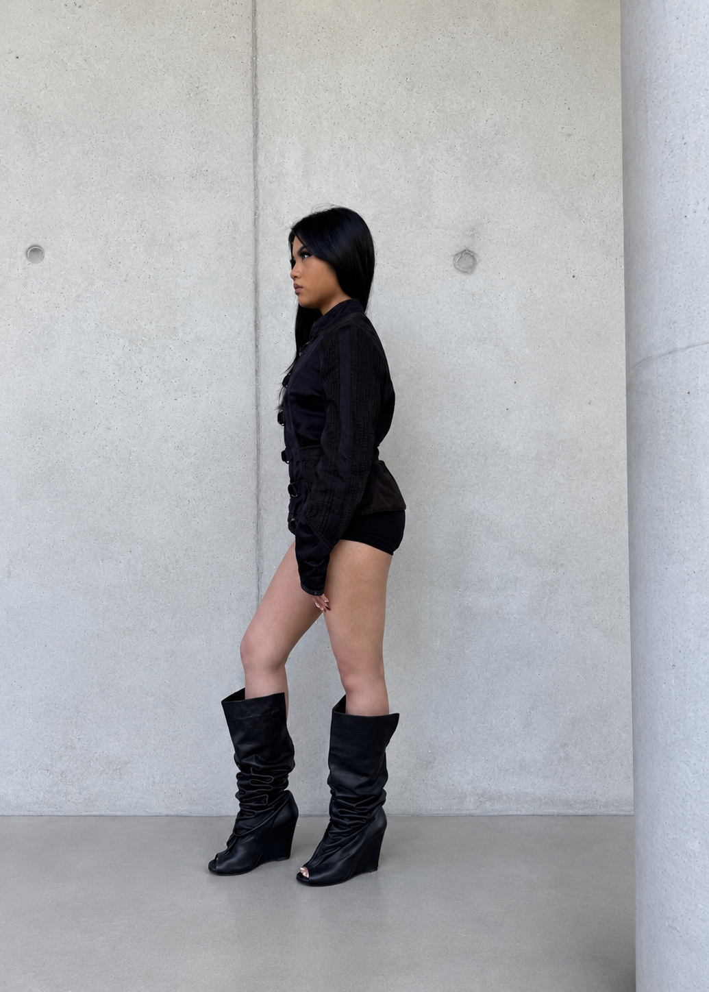 Cuissardes noires en cuir