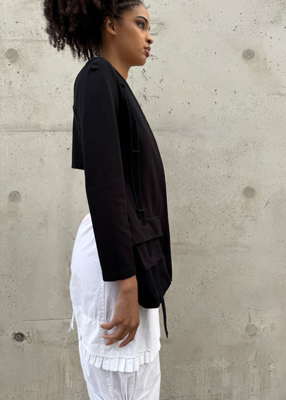 Blazer noir asymétrique à sangles