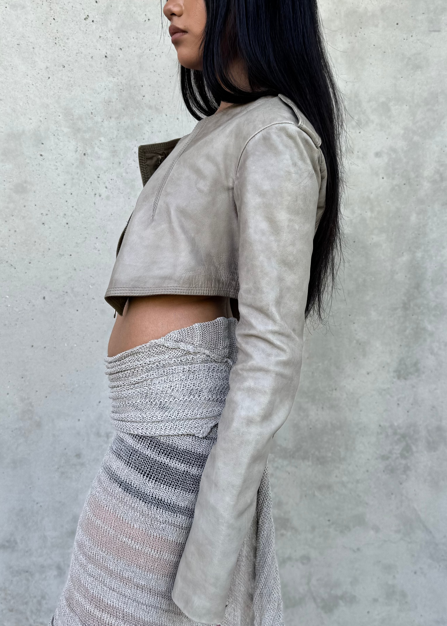Veste cropped cuir